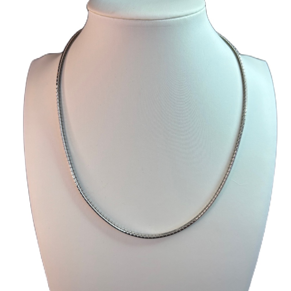 Sleek .925 Omega Sterling Silver Necklace from Italy